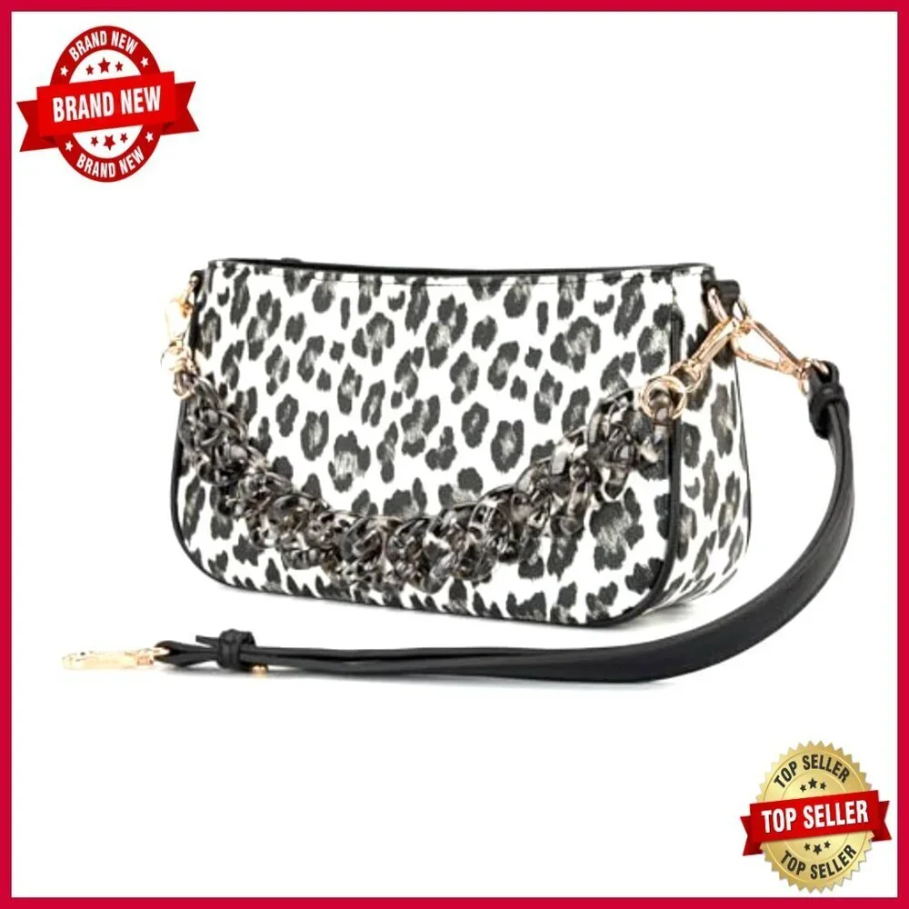 Small Faux Leather Hobo Bag with Adjustable Strap and Chain